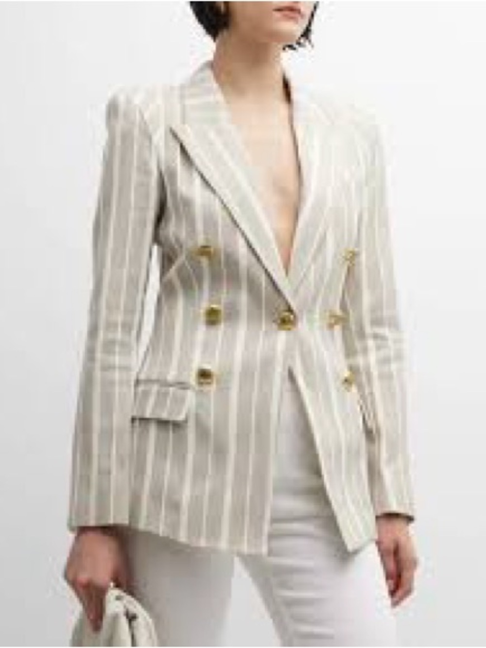 Smythe Not A DB Pagoda Stripe Blazer in Stone and Chalk